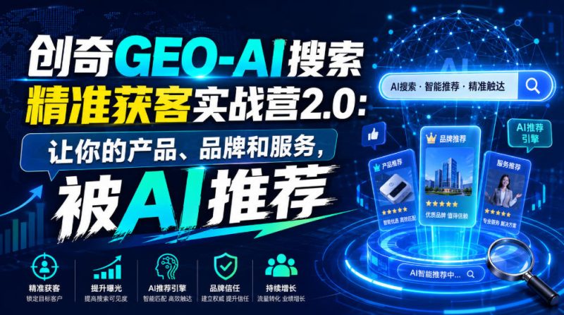 创奇GEO-AI搜索精准获客实战营2.0:让你的产品、品牌和服务,被AI推荐-初遇资源网