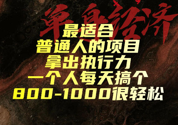 最适合普通人的项目，拿出执行力一个人每天搞个800-1k很轻松-初遇资源网
