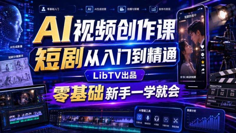 AI视频创作课,短剧从入门到精通,LibTV出品,零基础新手一学就会-初遇资源网