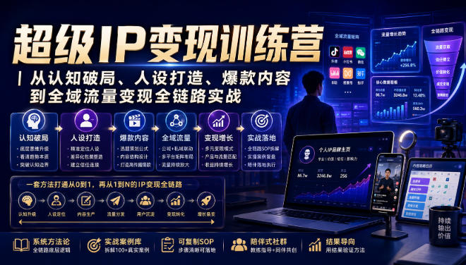超级IP变现训练营|从认知破局、人设打造、爆款内容到全域流量变现全链路实战-初遇资源网