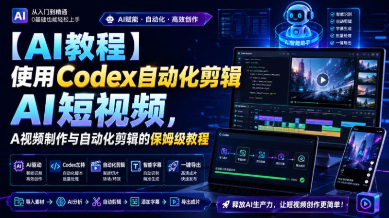 【AI教程】使用Codex自动化剪辑AI短视频,AI视频制作与自动化剪辑的保姆级教程-初遇资源网