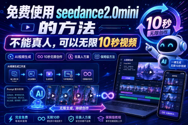 免费使用seedance2.0mini的方法，不能真人，可以无限10秒视频，9图+3音频参考-初遇资源网