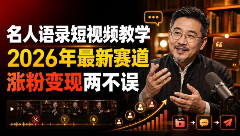 名人语录短视频教学,2026年最新赛道,涨粉变现两不误-初遇资源网