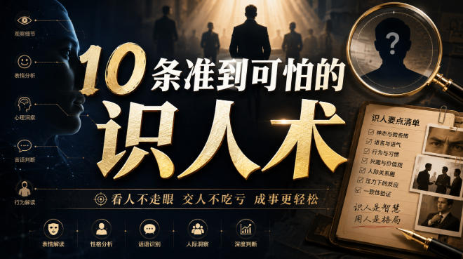 付费文章：10条准到可怕的识人术-初遇资源网