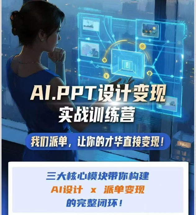 AI+PPT设计变现实战训练营,我们派单,让你的才华直接变现,三大核心模块带你构建Al设计x派单变现的完整闭环-初遇资源网