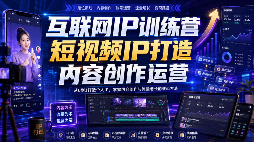 【冒泡网】互联网IP训练营，短视频IP打造，内容创作运营 - 初遇资源网