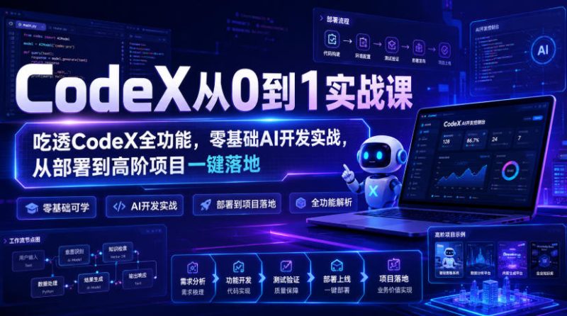 CodeX从0到1实战课,吃透CodeX全功能,零基础AI开发实战,从部署到高阶项目一键落地-初遇资源网