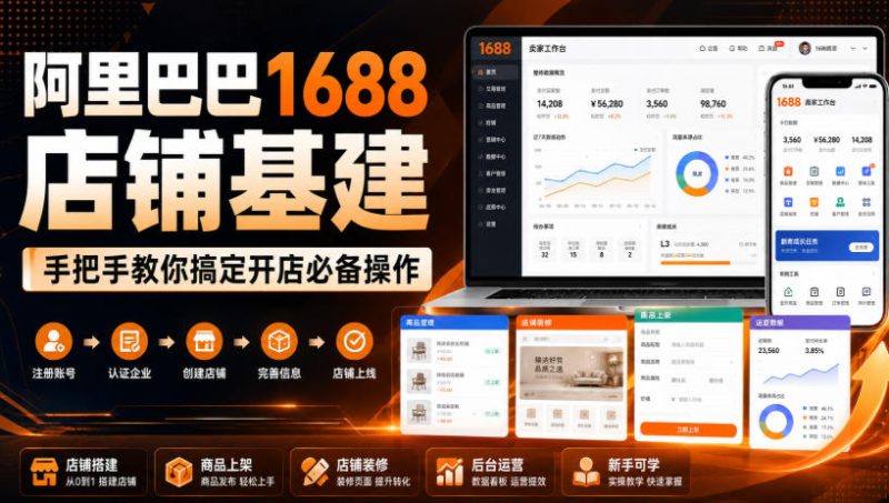 阿里巴巴1688店铺基建，手把手教你搞定开店必备操作（更新8月）-初遇资源网