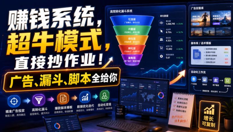 賺钱系统,超牛模式,直接抄作业!广告、漏斗、脚本全给你【原创双语字幕】-初遇资源网