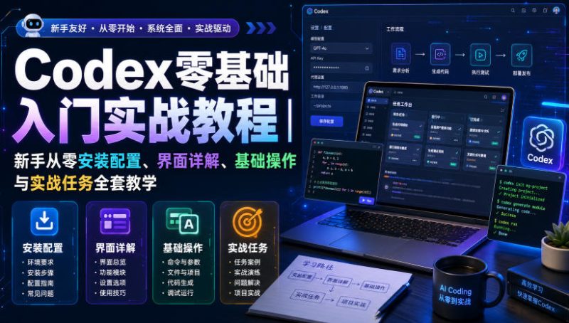 Codex零基础入门实战教程|新手从零安装配置、界面详解、基础操作与实战任务全套教学-初遇资源网
