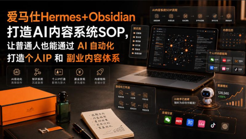 爱马仕Hermes+Obsidian打造AI内容系统SOP,让普通人也能通过 AI 自动化打造个人IP 和 副业内容体系-初遇资源网