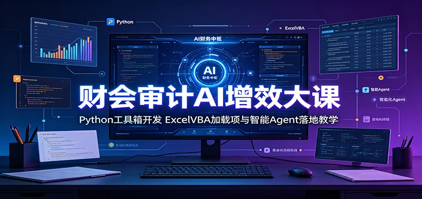 【福缘网创】财会审计AI增效大课：Python工具箱开发，ExcelVBA加载项与智能Agent落地教学 - 初遇资源网