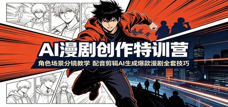 AI漫剧创作特训营:角色场景分镜教学,配音剪辑AI生成爆款漫剧全套技巧-初遇资源网