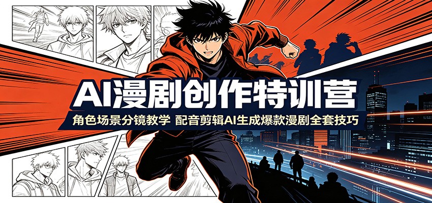 【福缘网创】AI漫剧创作特训营：角色场景分镜教学，配音剪辑AI生成爆款漫剧全套技巧 - 初遇资源网