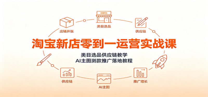 淘宝新店零到一运营实战课:类目选品供应链教学,AI主图测款推广落地教程-初遇资源网
