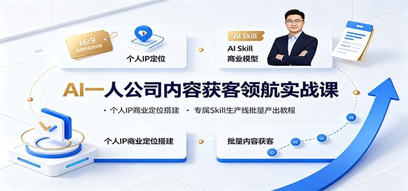 AI一人公司内容获客领航实战课:个人IP商业定位搭建,专属Skill生产线批量产出教程-初遇资源网