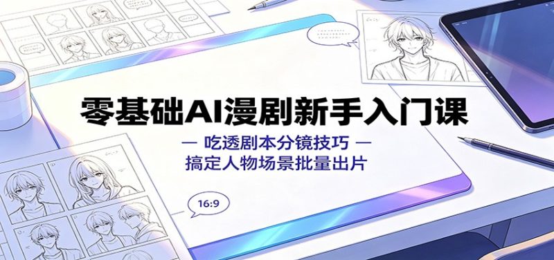 零基础AI漫剧新手入门课:吃透剧本分镜技巧,搞定人物场景批量出片-初遇资源网