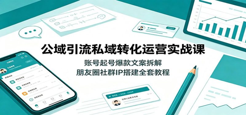公域引流私域转化运营实战课：账号起号爆款文案拆解，朋友圈社群IP搭建全套教程-初遇资源网
