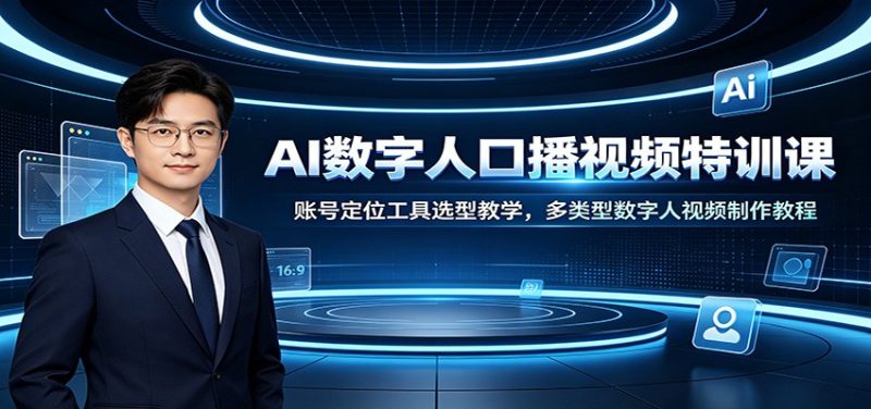 AI数字人口播视频特训课:账号定位工具选型教学,多类型数字人视频制作教程-初遇资源网