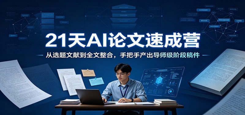 21天AI论文速成营:从选题文献到全文整合,手把手产出导师级阶段稿件-初遇资源网