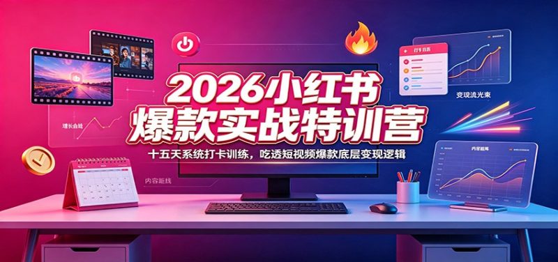 2026小红书爆款实战特训营:十五天系统打卡训练,吃透短视频爆款底层变现逻辑-初遇资源网