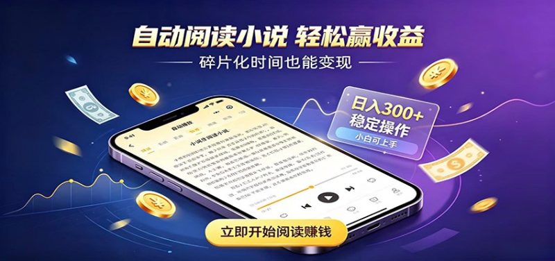 挂机看小说,全程自动运行不费精力,每日稳定赚三百-初遇资源网