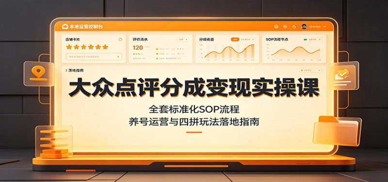 大众点评分成变现实操课:全套标准化SOP流程,养号运营与四拼玩法落地指南-初遇资源网