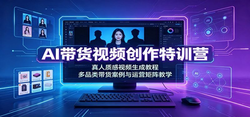AI带货视频创作特训营:真人质感视频生成教程,多品类带货案例与运营矩阵教学-初遇资源网