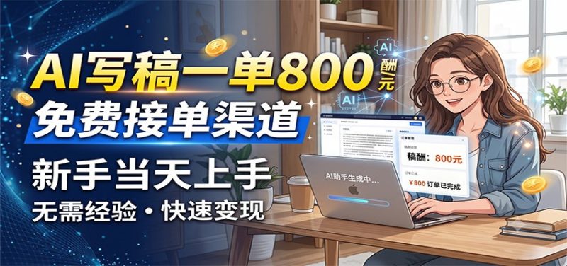 AI写稿一单800,免费接单渠道,一单一结几十到上千,新手当天上手-初遇资源网