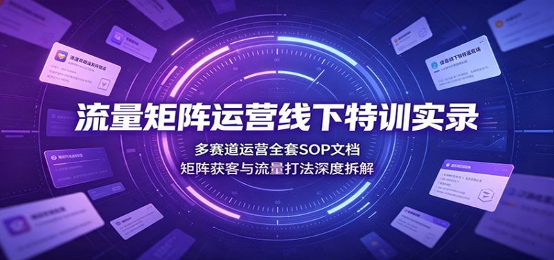 流量矩阵运营线下特训实录:多赛道运营全套SOP文档,矩阵获客与流量打法深度拆解-初遇资源网