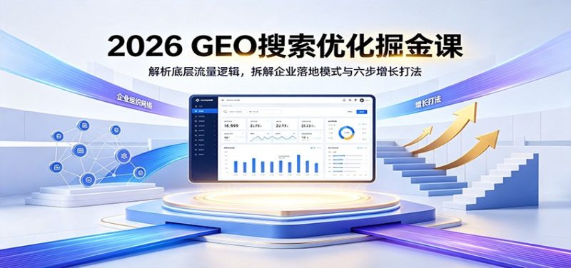 2026 GEO搜索优化掘金课:解析底层流量逻辑,拆解企业落地模式与六步增长打法-初遇资源网