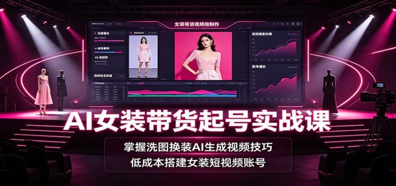AI女装带货起号实战课:掌握洗图换装AI生成视频技巧,低成本搭建女装短视频账号-初遇资源网