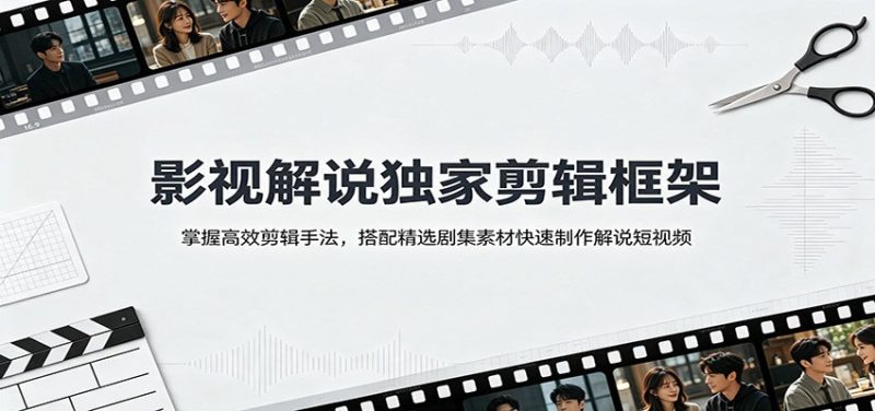 影视解说独家剪辑框架:掌握高效剪辑手法,搭配精选剧集素材快速制作解说短视频-初遇资源网