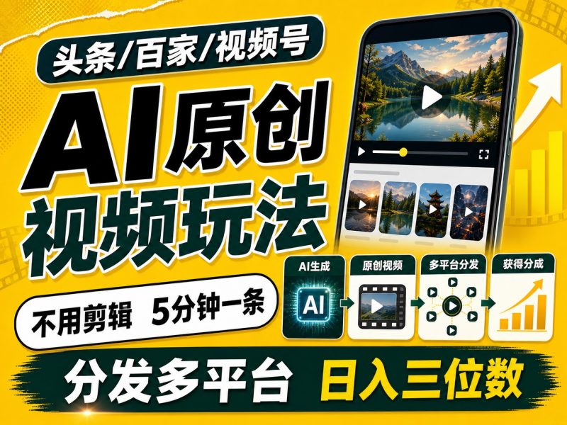 2026头条百家号升级玩法 5分钟一条原创视频 发多平台赚收-初遇资源网