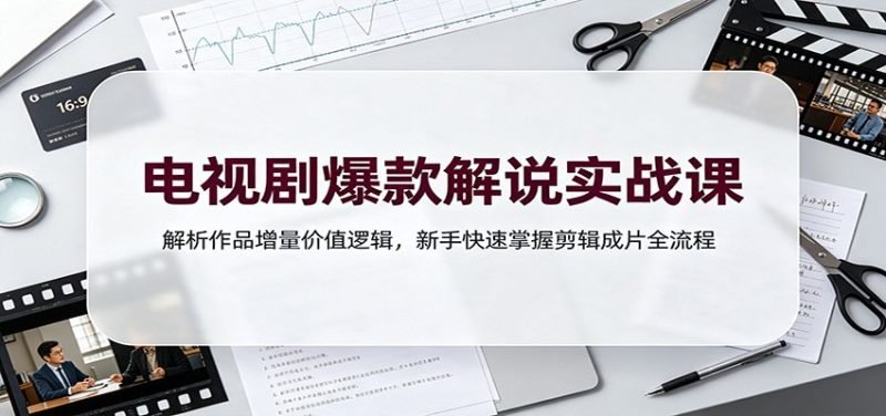电视剧爆款解说实战课:解析作品增量价值逻辑,新手快速掌握剪辑成片全流程-初遇资源网