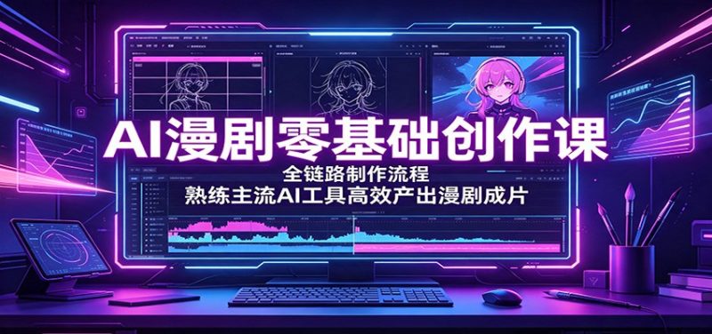 AI漫剧零基础创作课:全链路制作流程,熟练主流AI工具高效产出漫剧成片-初遇资源网