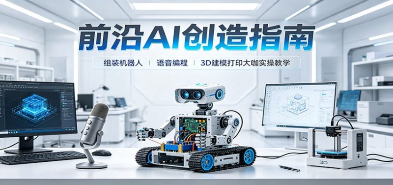 前沿AI创造指南：组装机器人、语音编程、3D建模打印大咖实操教学-初遇资源网