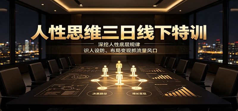 人性思维三日线下特训:深挖人性底层规律,识人设防、布局变现抓流量风口-初遇资源网
