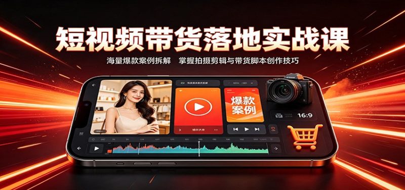 短视频带货落地实战课:海量爆款案例拆解,掌握拍摄剪辑与带货脚本创作技巧-初遇资源网