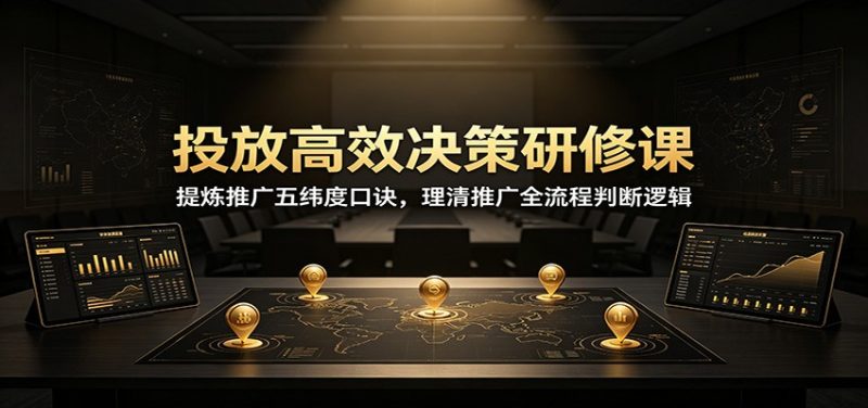 投放高效决策研修课:提炼推广五纬度口诀,理清推广全流程判断逻辑-初遇资源网