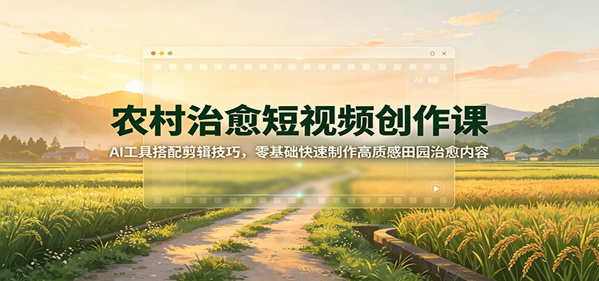 【福缘网创】农村治愈短视频创作课：AI工具搭配剪辑技巧，零基础快速制作高质感田园治愈内容 - 初遇资源网