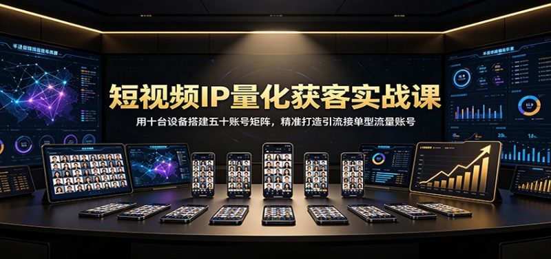 短视频IP量化获客实战课:用十台设备搭建五十账号矩阵,精准打造引流接单型流量账号-初遇资源网