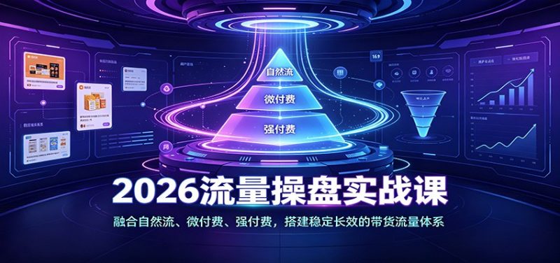 2026流量操盘实战课:融合自然流、微付费、强付费,搭建稳定长效的带货流量体系-初遇资源网