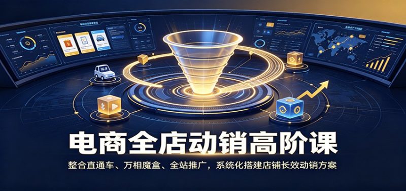 电商全店动销高阶课:整合直通车、万相魔盒、全站推广,系统化搭建店铺长效动销方案-初遇资源网