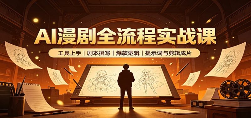 AI漫剧全流程实战课:工具上手、剧本撰写、爆款逻辑、提示词与剪辑成片-初遇资源网