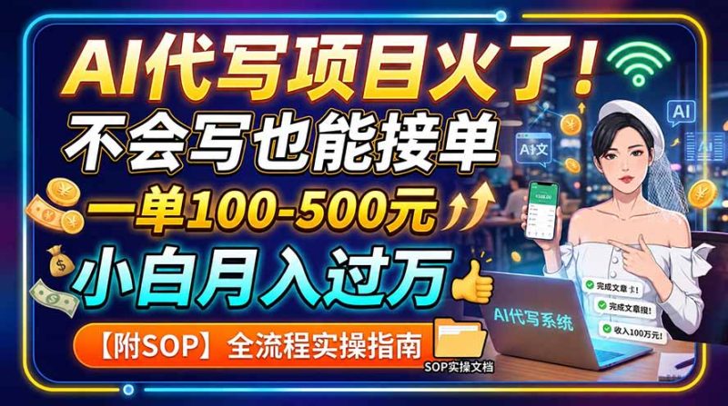 AI代写项目火了!不会写也能接单,一单100-500元,小白月入过万【附SOP】-初遇资源网