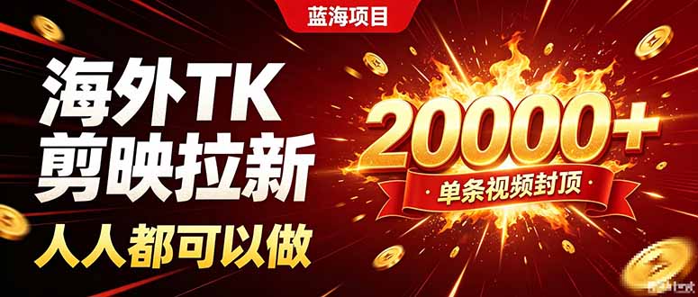 海外TK拉新新玩法,剪映就能做,不用经验不用粉丝,单条视频收益上限20000+-初遇资源网