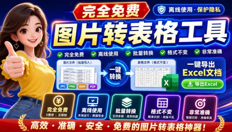 图片表格识别提取工具,支持一键从图片中智能提取表格并导出Excel文件,可离线免网运行,FastTableOCR-初遇资源网