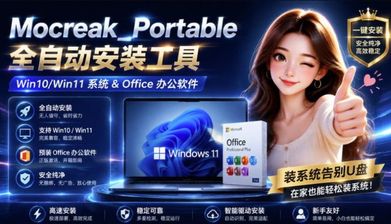 Mocreak全自动安装office和win10、win11系统，告别U盘装系统，使用安全可靠-初遇资源网
