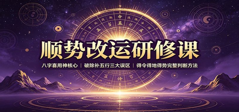 顺势改运研修课:八字喜用神核心,破除补五行三大误区,得令得地得势完整判断方法-初遇资源网